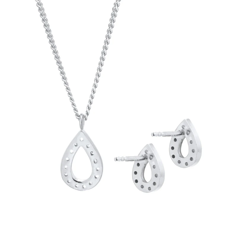 Schmuckset Tropfen | Zirkonia (Weiß)