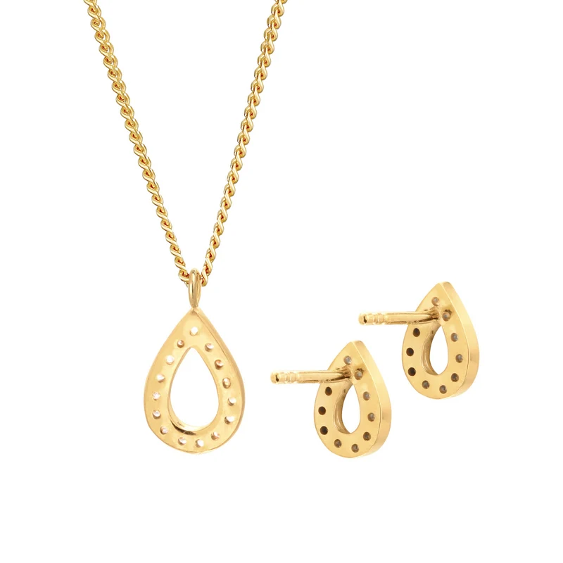 Schmuckset Tropfen | Zirkonia (Weiß)