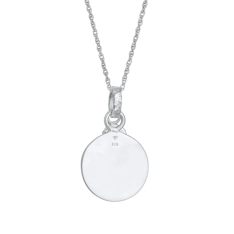 Halskette Plättchen Sonne | Synthetischer Opal (Weiß)