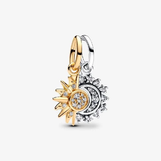 Gold Splittable Sun & Moon Dangle Charms