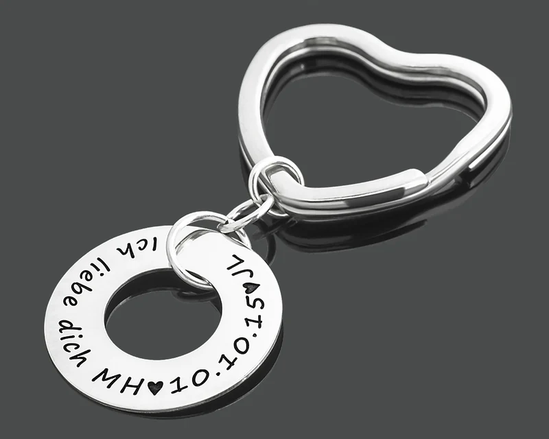 SCHLÜSSELRING ANHÄNGER 925 SILBER GRAVUR, GESCHENK FREUND SILBERSCHMUCK