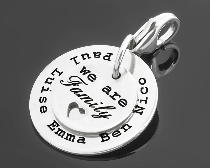 CHARM ANHÄNGER STERLING SILBER GRAVUR, FAMILIENSCHMUCK GESCHENK OMA & OPA