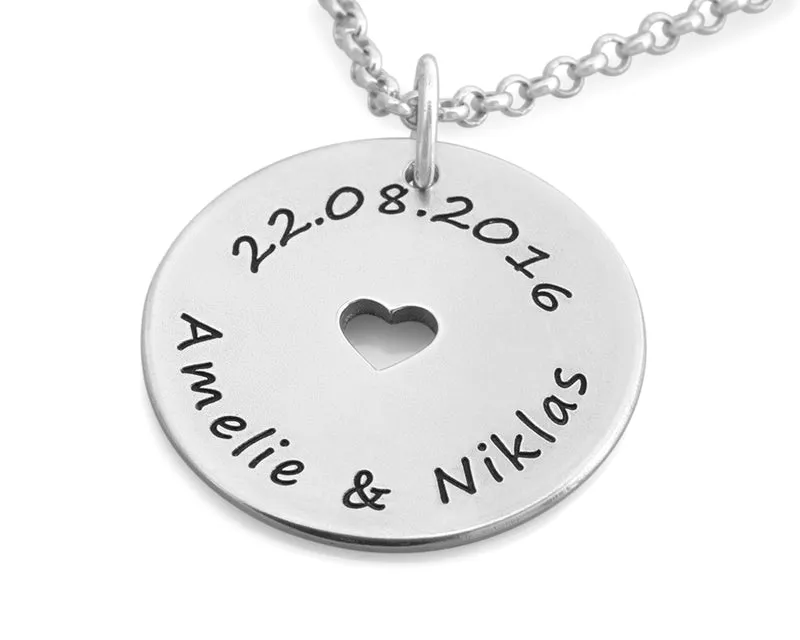 SILBERKETTE ZUR VERLOBUNG, VALENTINSTAG GESCHENK, KETTE MIT GRAVUR