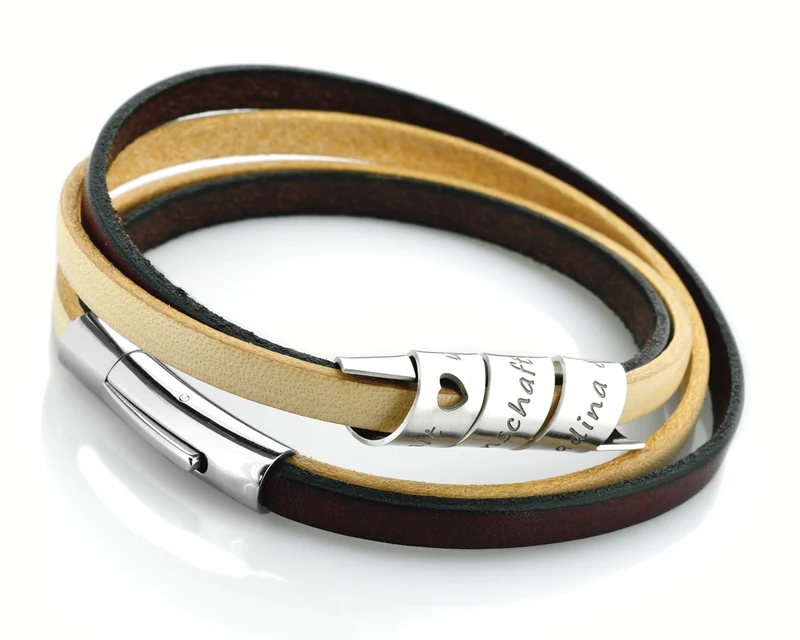 BRAUNES LEDERBAND HERREN MIT GRAVUR, MÄNNERARMBAND MIT NAMEN HERREN ARMBAND LEDER