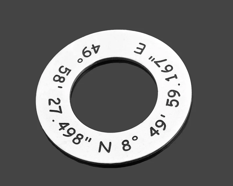 ANHÄNGER 925 SILBER MIT KOORDINATEN, SILBERSCHMUCK KETTENANHÄNGER