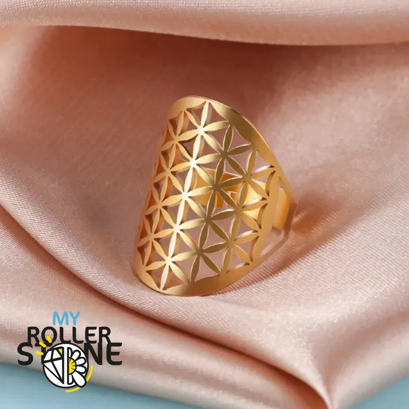 Verstellbarer Ring mit der Blume des Lebens