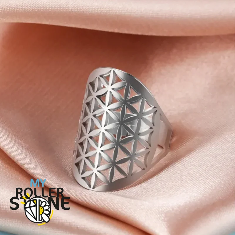 Verstellbarer Ring mit der Blume des Lebens