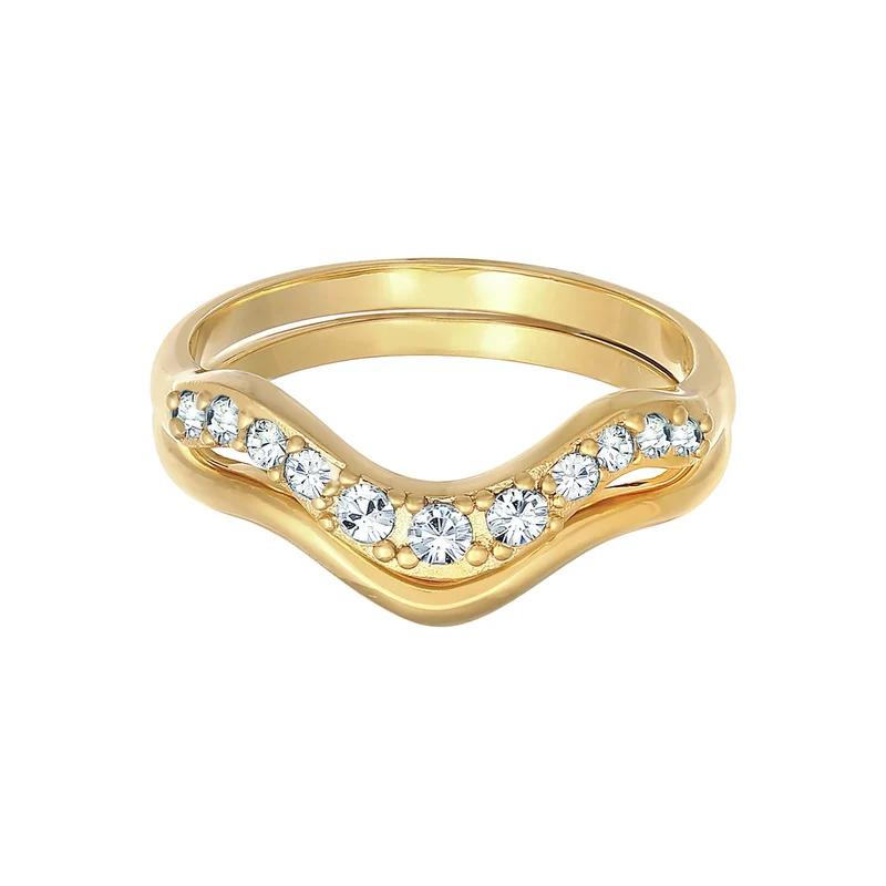 Ringset Welle | Mit Kristallen von Swarovski®n (Weiß)