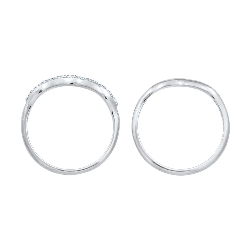 Ringset Welle | Mit Kristallen von Swarovski®n (Weiß)