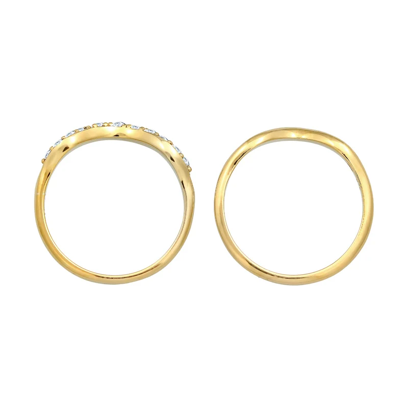 Ringset Welle | Mit Kristallen von Swarovski®n (Weiß)