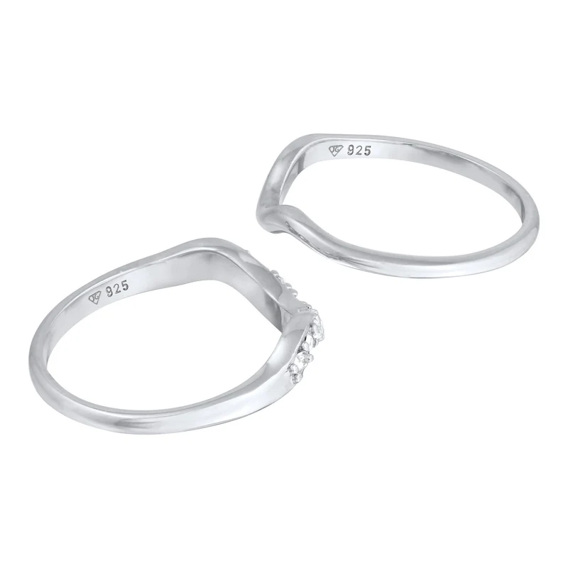 Ringset Welle | Mit Kristallen von Swarovski®n (Weiß)