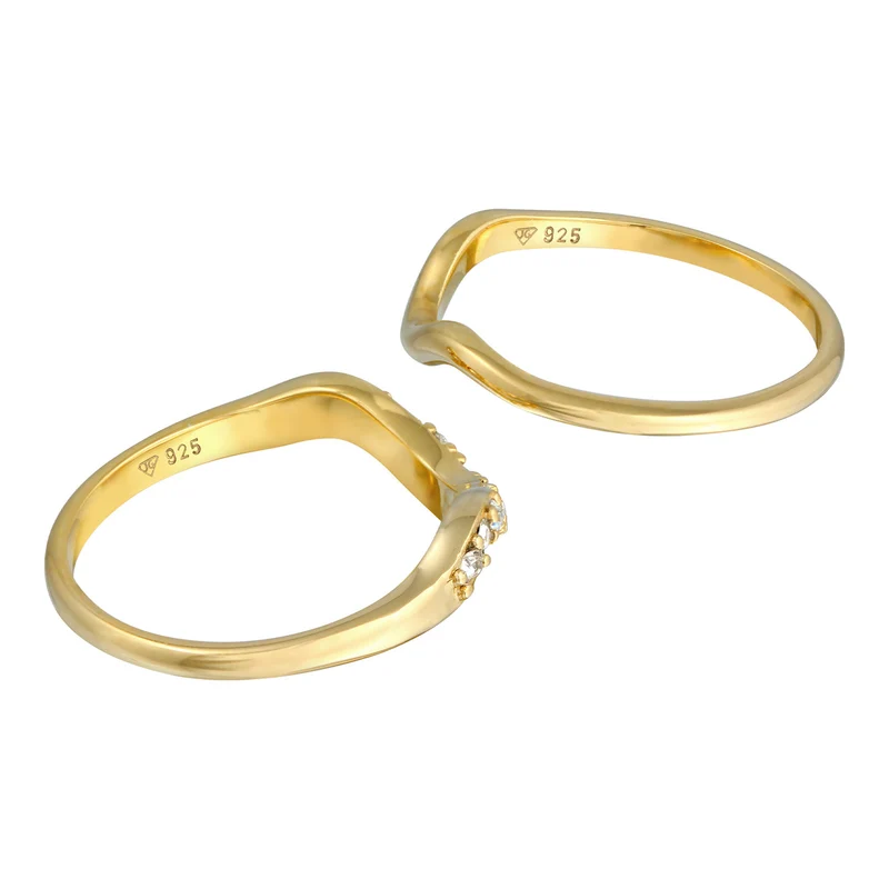 Ringset Welle | Mit Kristallen von Swarovski®n (Weiß)