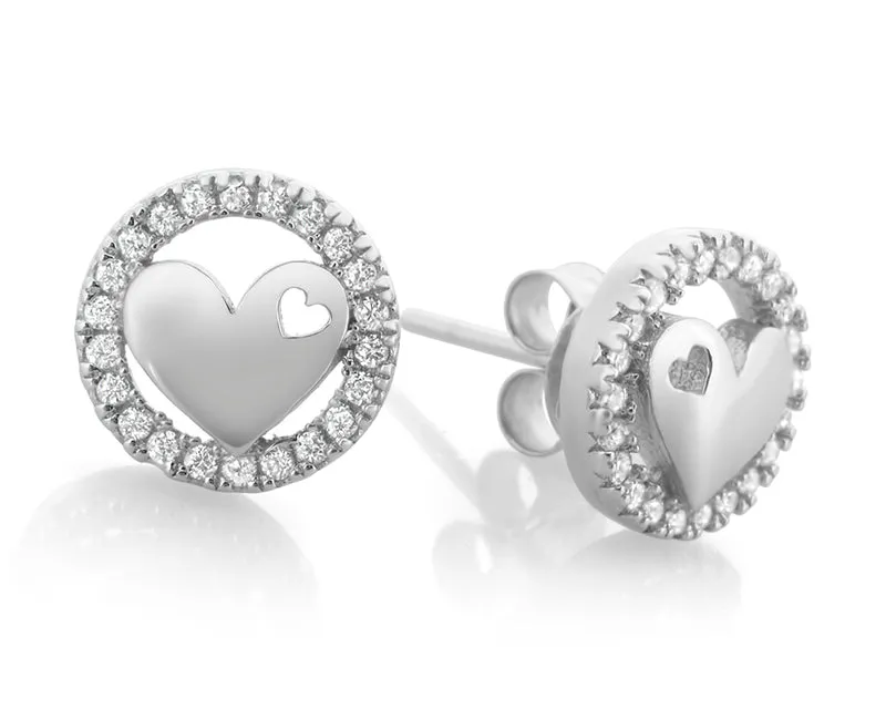 SILBERSCHMUCK OHRSTECKER MIT HERZ, OHRRINGE SILBER, GESCHENK, HERZMOTIV
