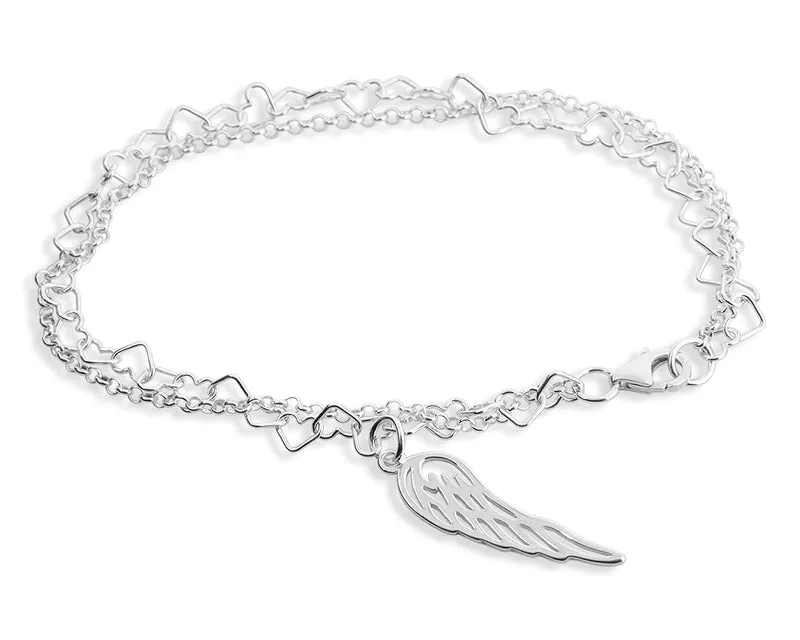 ARMBAND 925 SILBER MIT FLÜGEL, SILBERSCHMUCK DAMEN SILBERARMBAND ENGELSRUFER