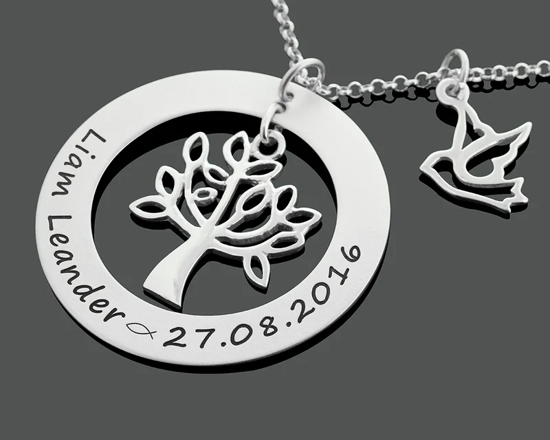 KOMMUNION HALSKETTE LEBENSBAUM KONFIRMATION SCHMUCK GRAVUR TOCHTER