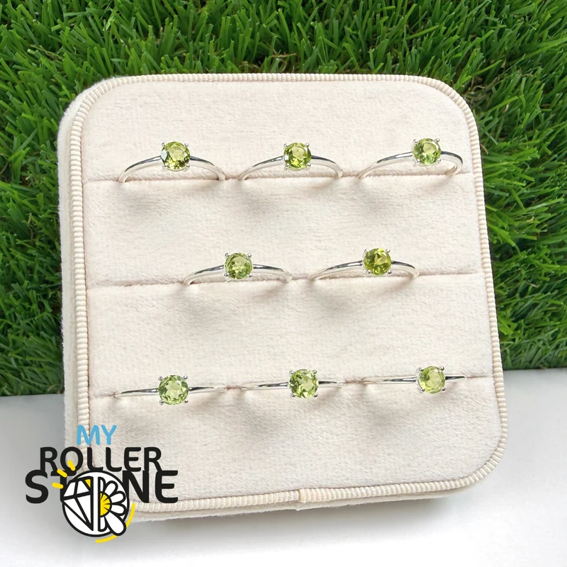 Runder facettierter Peridot-Solitärring (4 Größen)