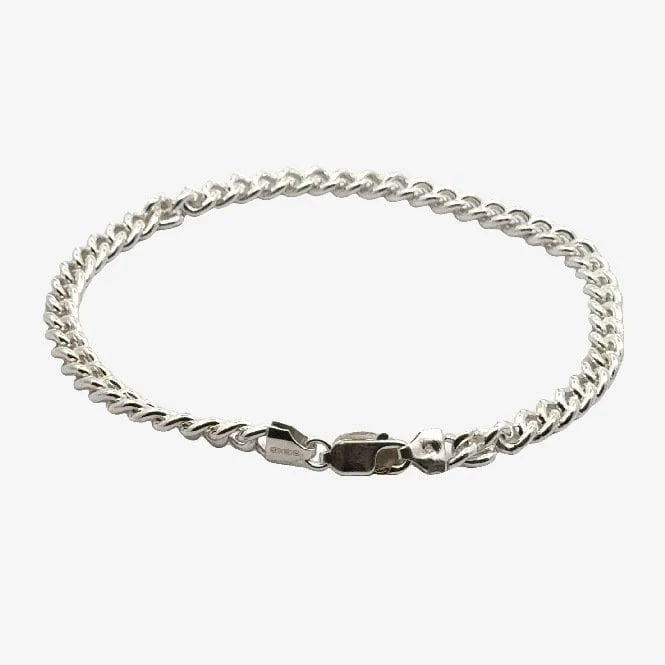 Silver Rounded Curb Link Bracelet, 22cm