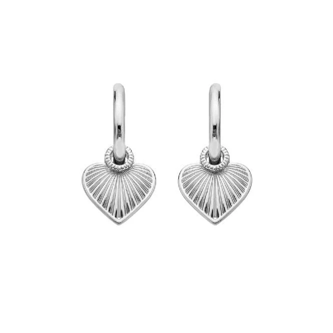 Silver Essence Heart Huggie Earrings