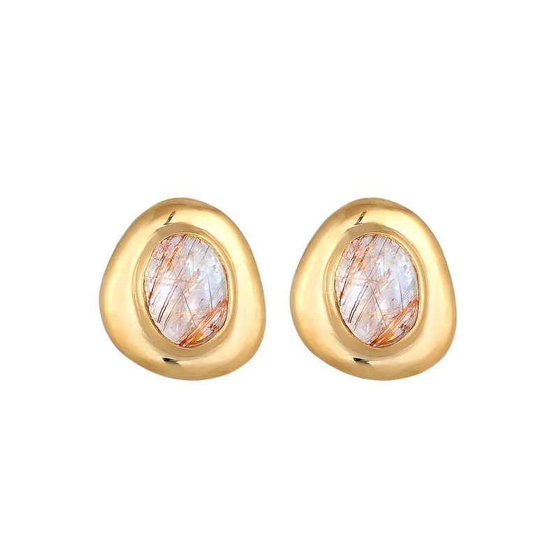 Ohrstecker Oval | Quarz ( Weiß )