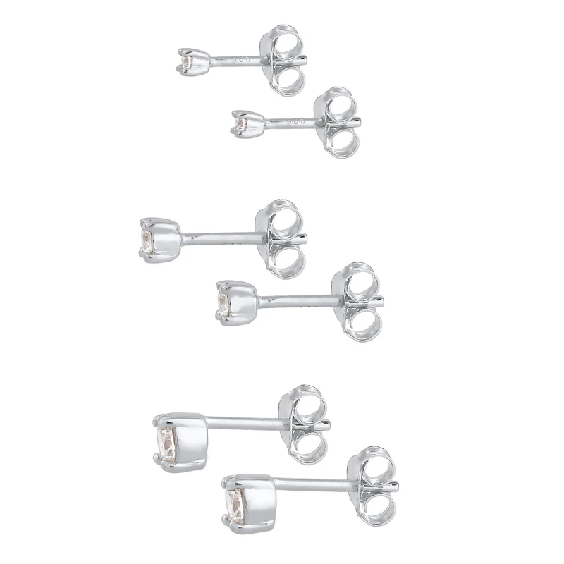 Ohrringset | Zirkonia (Weiß)