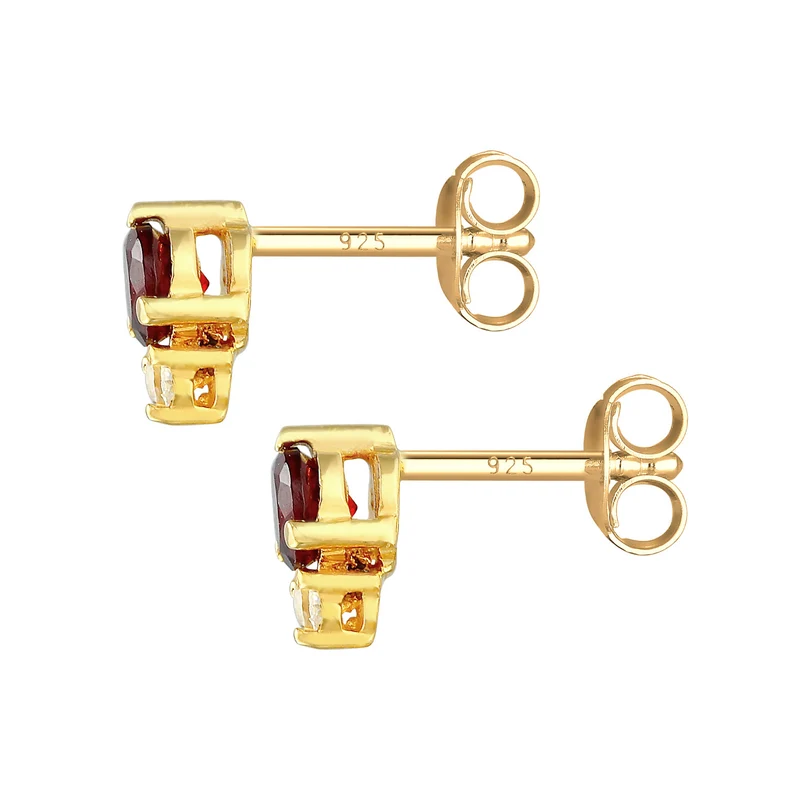 Ohrstecker | Granat (rot), Topas (weiß)