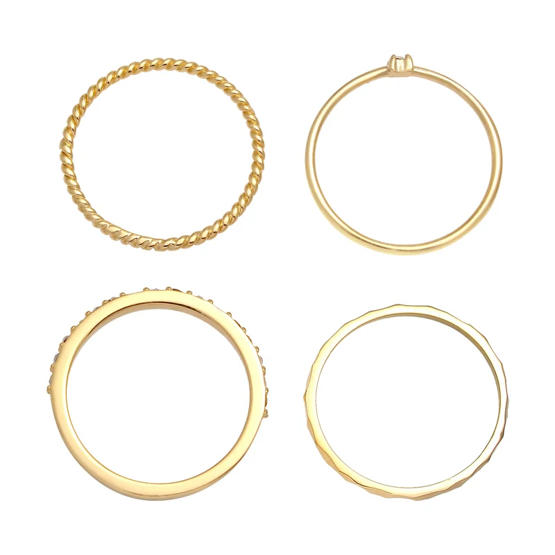 Stapelring 4er Set | Mit Kristallen von Swarovski® (Weiß)
