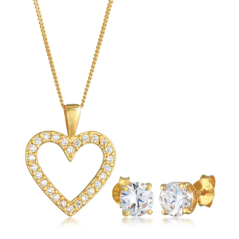 Schmuckset Herz | Zirkonia (Weiß)