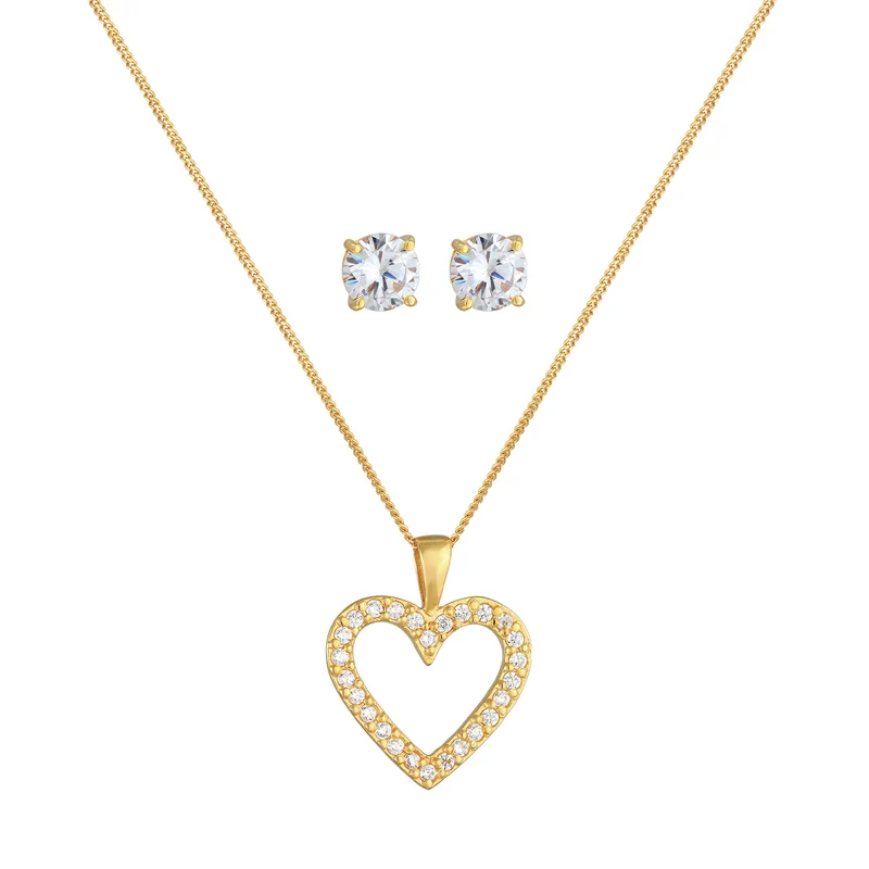 Schmuckset Herz | Zirkonia (Weiß)