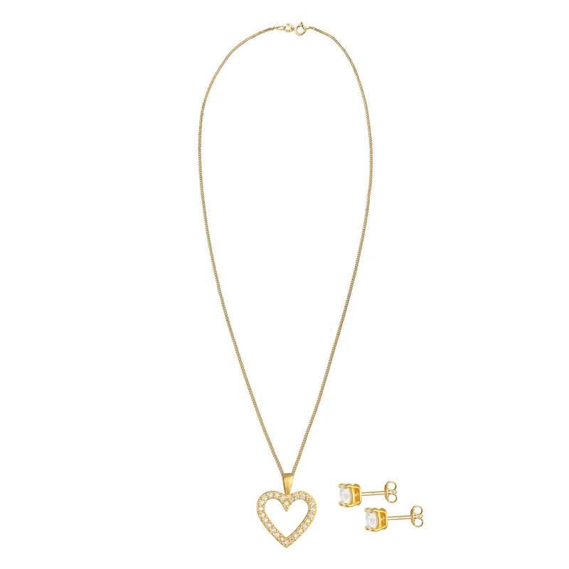 Schmuckset Herz | Zirkonia (Weiß)