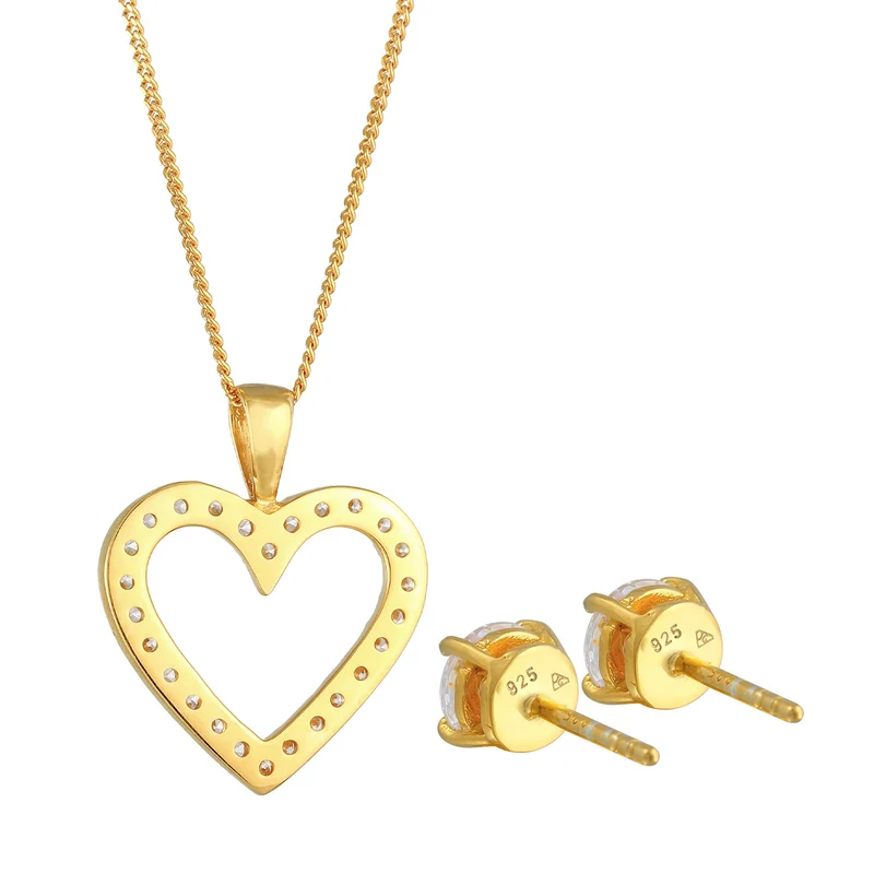 Schmuckset Herz | Zirkonia (Weiß)
