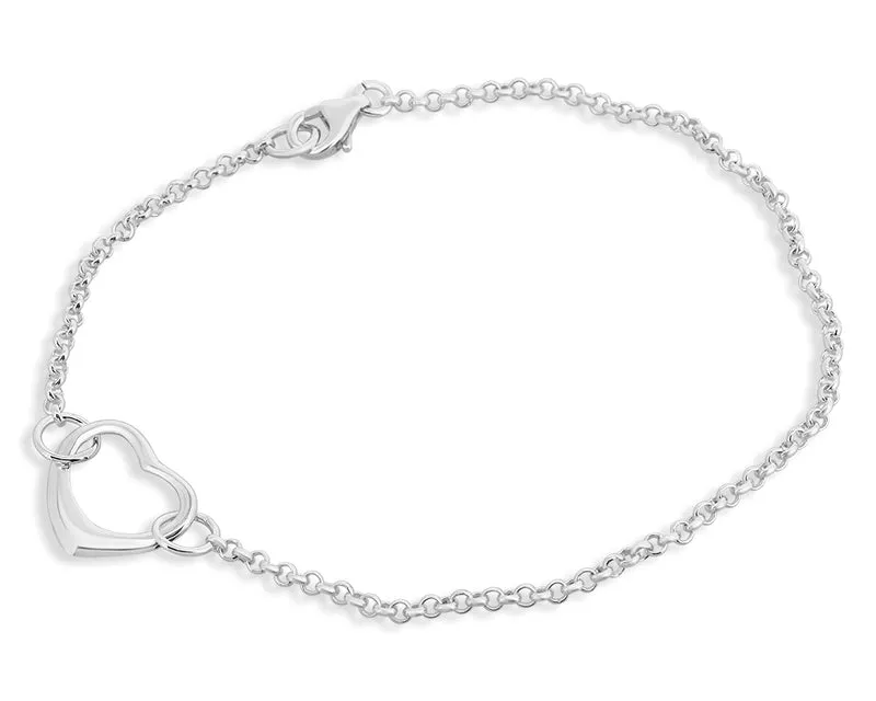 SILBERARMBAND MIT HERZ, SILBERSCHMUCK, DAMENARMBAND SILBER, ARMKETTCHEN