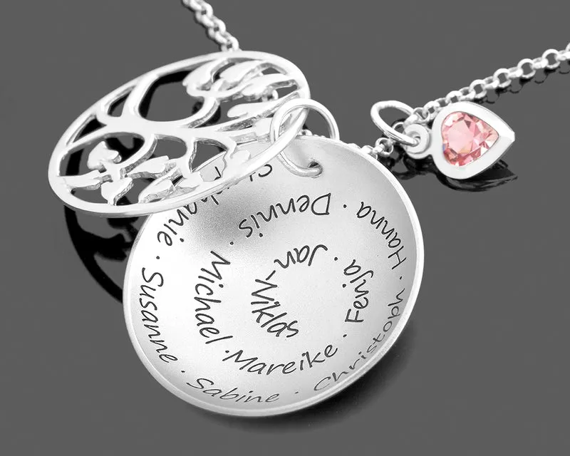 DAMEN HALSKETTE NAMEN FAMILIE, SILBERKETTE MIT GRAVUR OMA SCHMUCK 925 SILBER