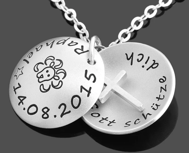 SCHMUCK ZUR TAUFE MIT KREUZ, TAUFKETTE MIT GRAVUR, KINDERKETTE MIT NAMEN