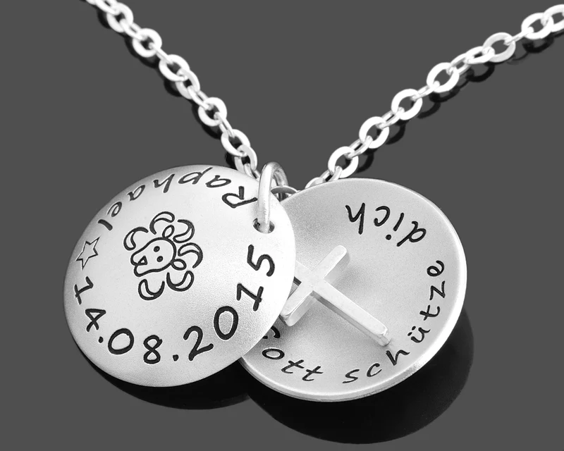 SCHMUCK ZUR TAUFE MIT KREUZ, TAUFKETTE MIT GRAVUR, KINDERKETTE MIT NAMEN