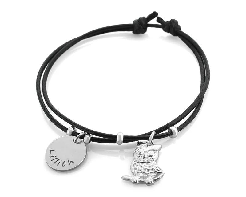 ARMBAND MIT EULE, SILBERSCHMUCK MIT GRAVUR, KINDERSCHMUCK ONLINE