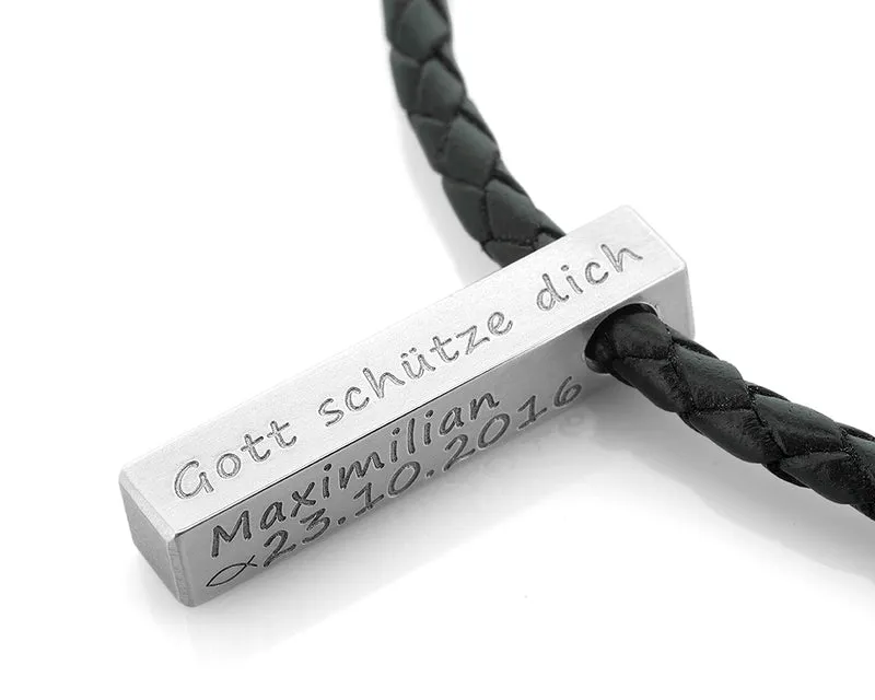 LEDERKETTE ZUR TAUFE, TAUFKETTE FÜR JUNGS, GESCHENK VON PATEN