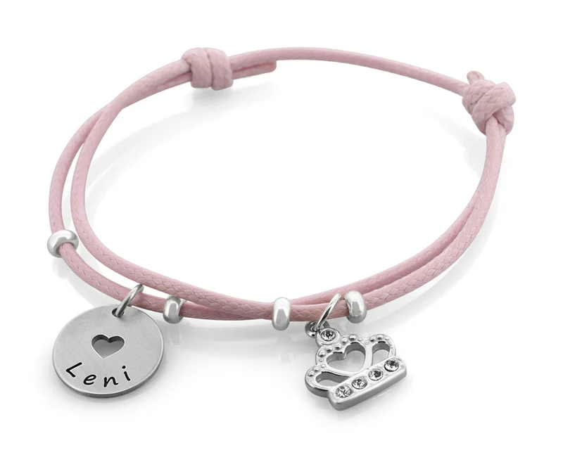 KINDERARMBAND MIT NAMEN, ARMBAND KRONE, KINDERSCHMUCK, SCHMUCK MIT GRAVUR