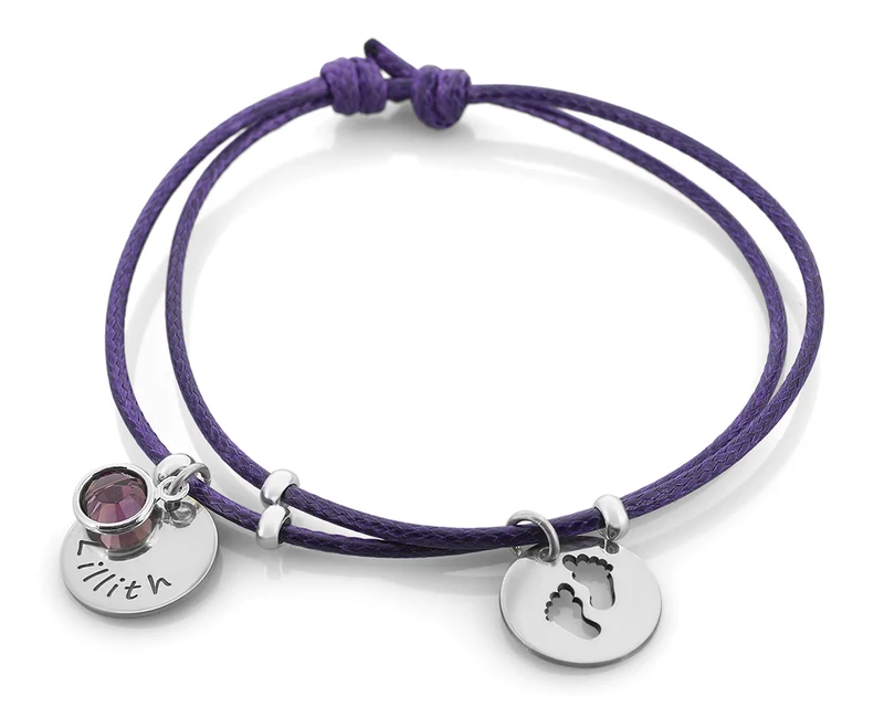 ARMBAND ZUR GEBURT, BABYFÜSSE SCHMUCK, MUTTER GESCHENK, BABYSCHMUCK MIT GRAVUR