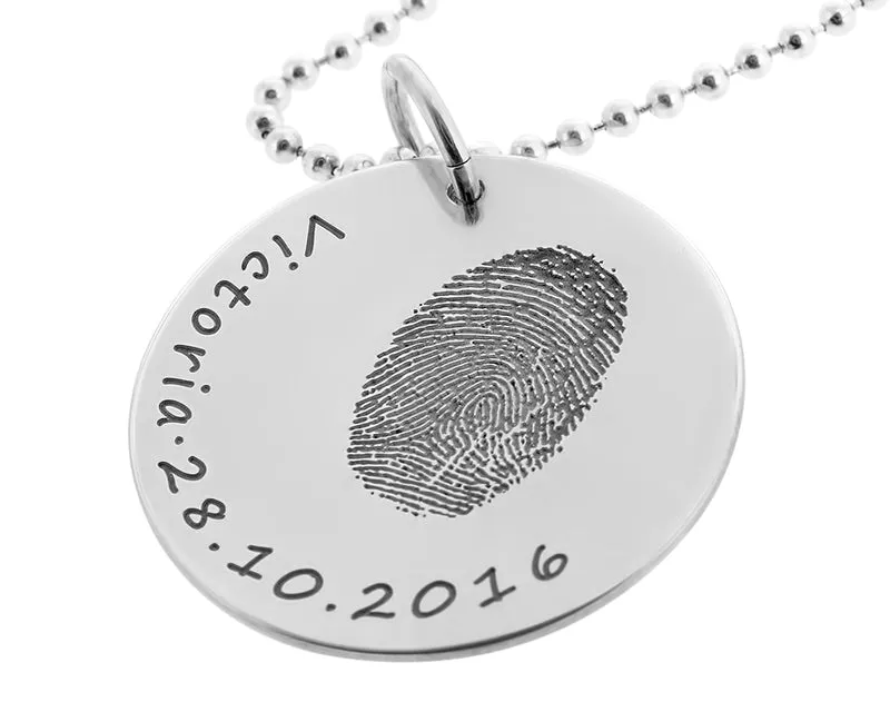 FINGERABDRUCK KETTE, SCHMUCK MIT GRAVUR, GESCHENK FÜR MAMA, ANHÄNGER MIT FINGERABDRUCK