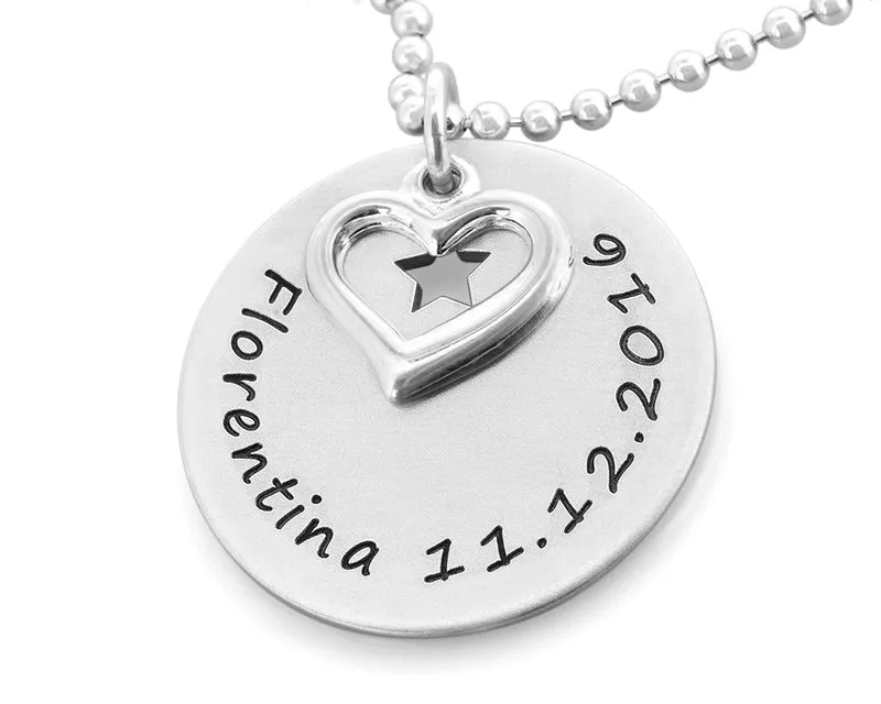 SILBERKETTE MIT NAMEN UND DATUM, SCHMUCK MIT GRAVUR, GESCHENK GEBURT
