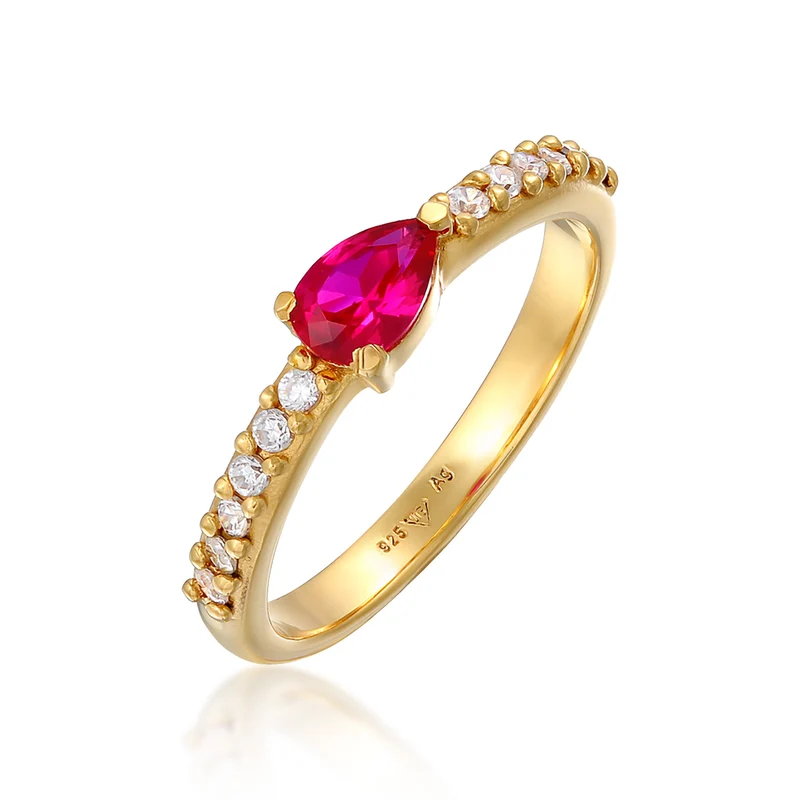 Ring Tropfen | Zirkonia, Rubin (Weiß, Pink)