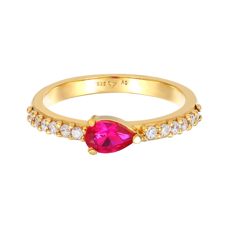 Ring Tropfen | Zirkonia, Rubin (Weiß, Pink)