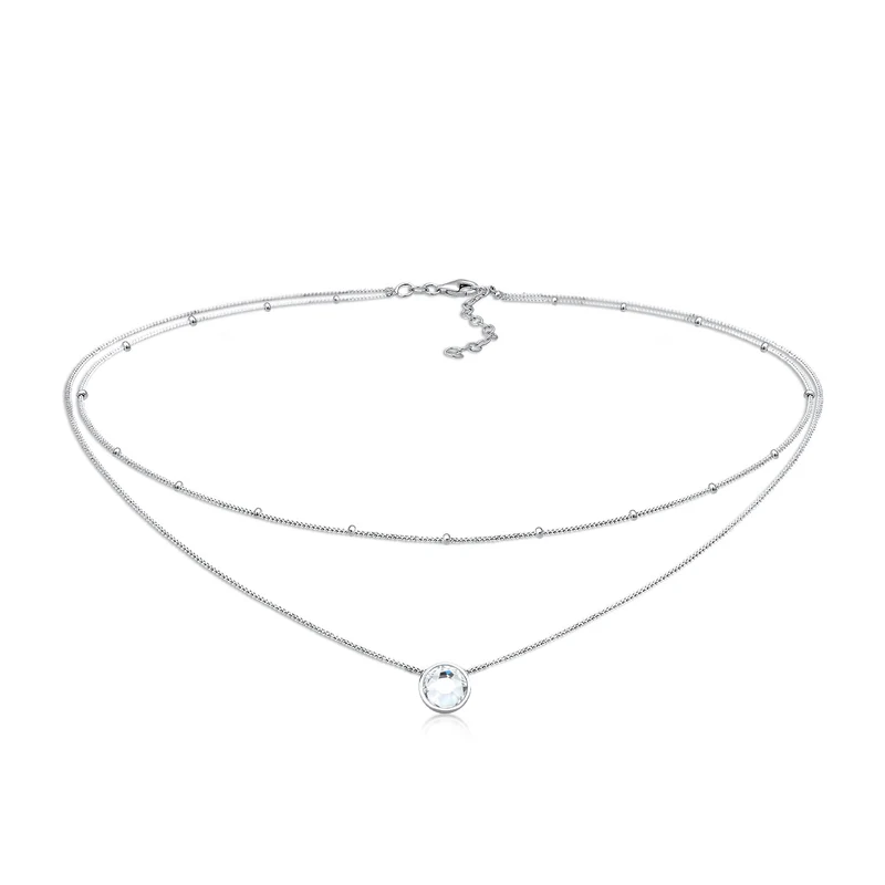 Layer-Choker Solitär Anhänger | Kristall (Weiß)