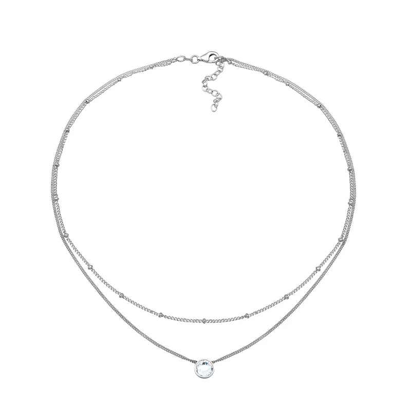 Layer-Choker Solitär Anhänger | Kristall (Weiß)