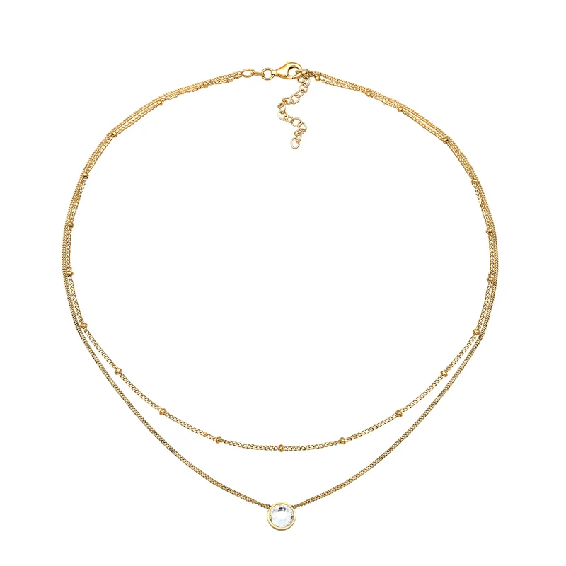 Layer-Choker Solitär Anhänger | Kristall (Weiß)