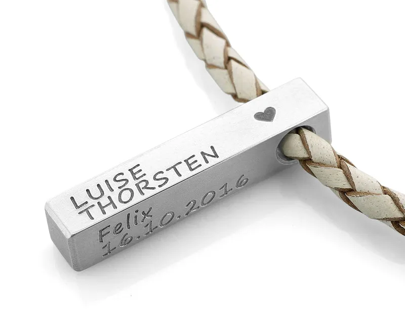 LEDERKETTE HERREN GRAVUR BARREN HALSKETTE FÜR MÄNNER HERRENSCHMUCK LEDER