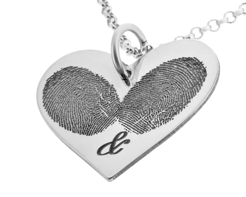 KETTE HERZ MIT FINGERABDRUCK, PARTNER SCHMUCK, LIEBESSCHMUCK, FINGER ABDRUCK