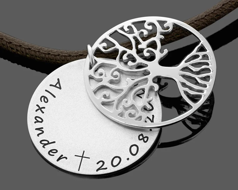 LEDERKETTE MIT GRAVURPLATTE, HERRENSCHMUCK MIT GRAVUR, NAMENSKETTE