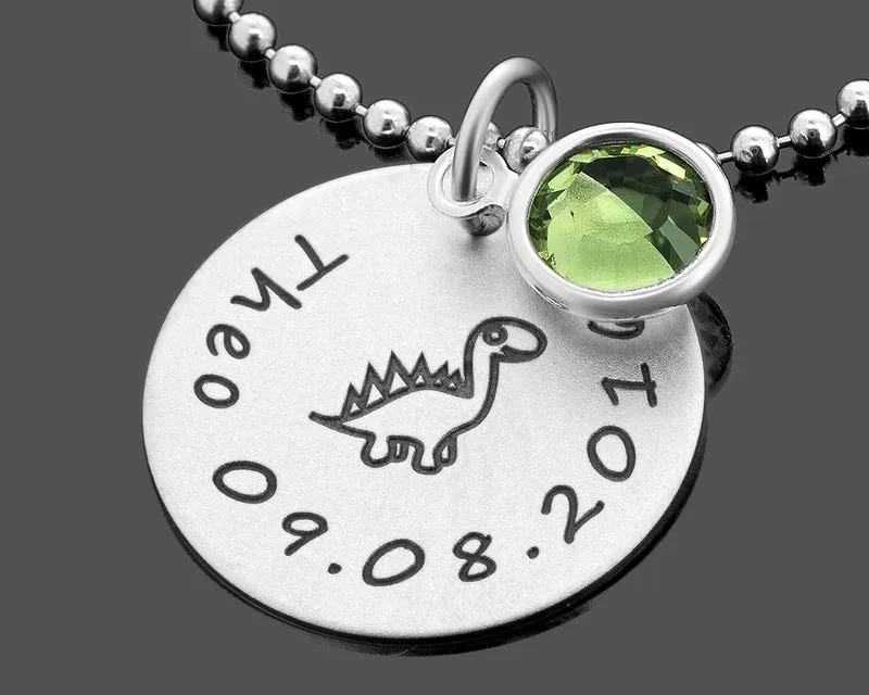 KINDERKETTE MIT GEBURTSSTEIN, GRAVUR SCHMUCK, KINDERSCHMUCK SILBER