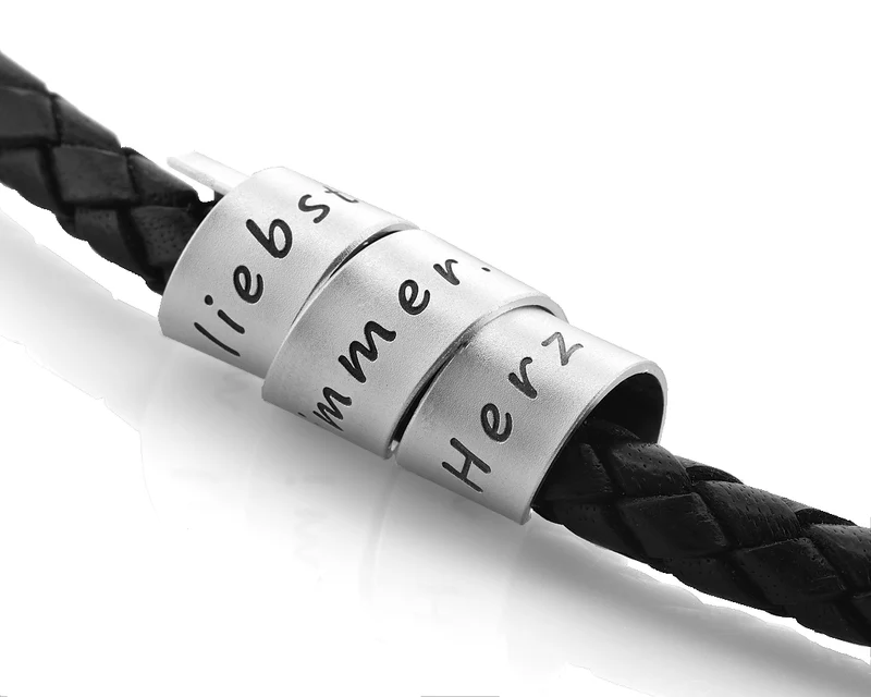 HERRENSCHMUCK MIT GRAVUR, LEDERKETTE SILBER ANHÄNGER, GESCHENK PAPA